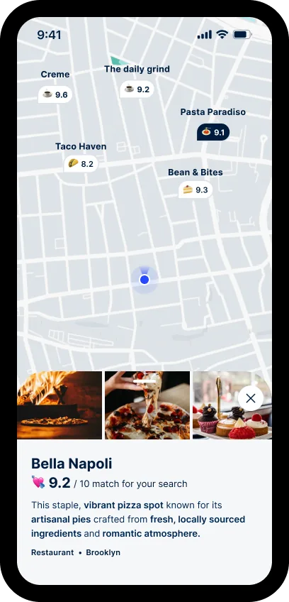 Atly map results with place preview
